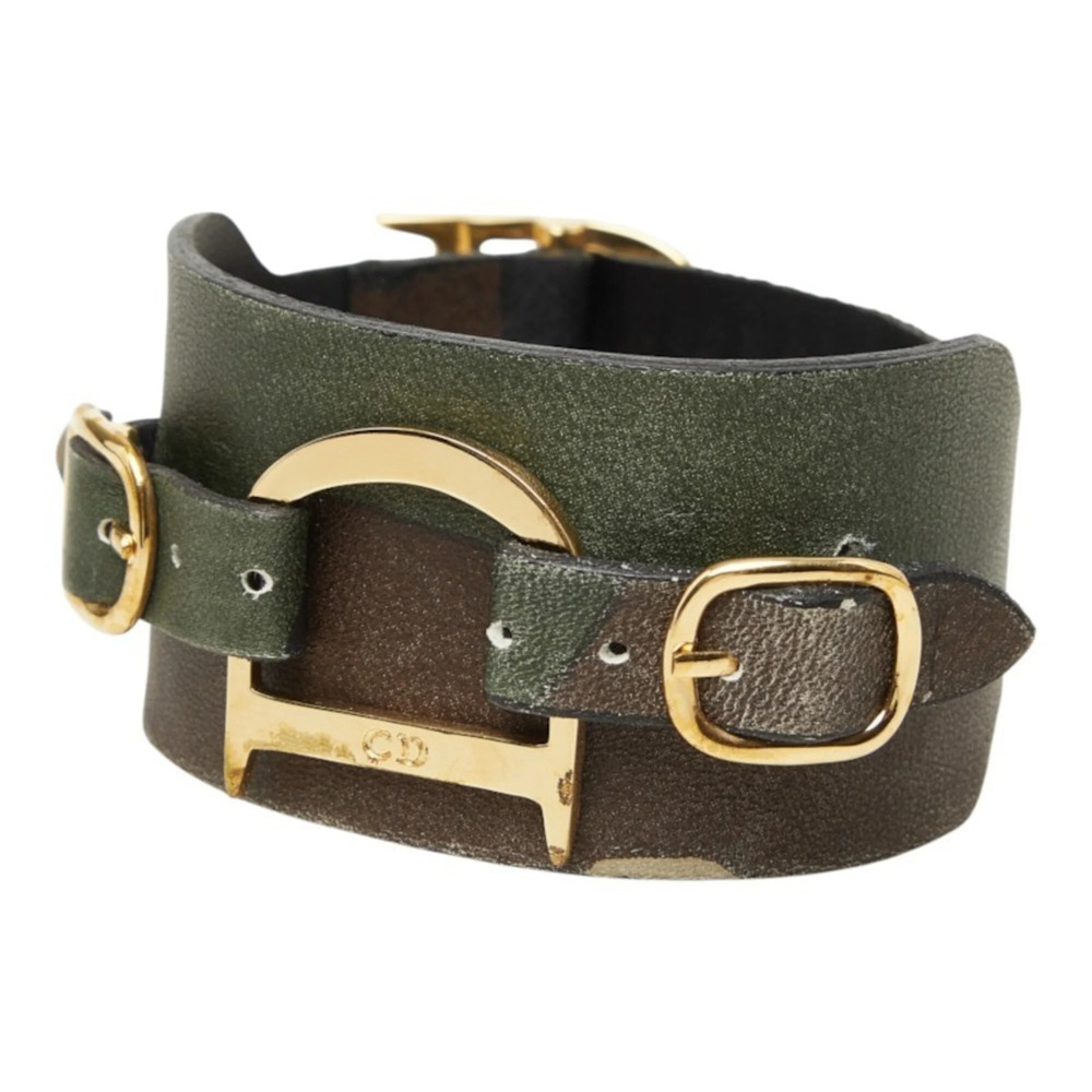 Christian Dior Dior bracelet, camouflage pattern, khaki and brown leather, wo...